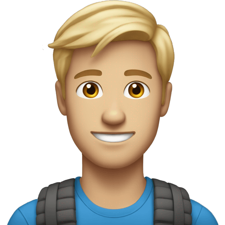 darkblond blue eyes light skin 22 years old man behind laptop emoji