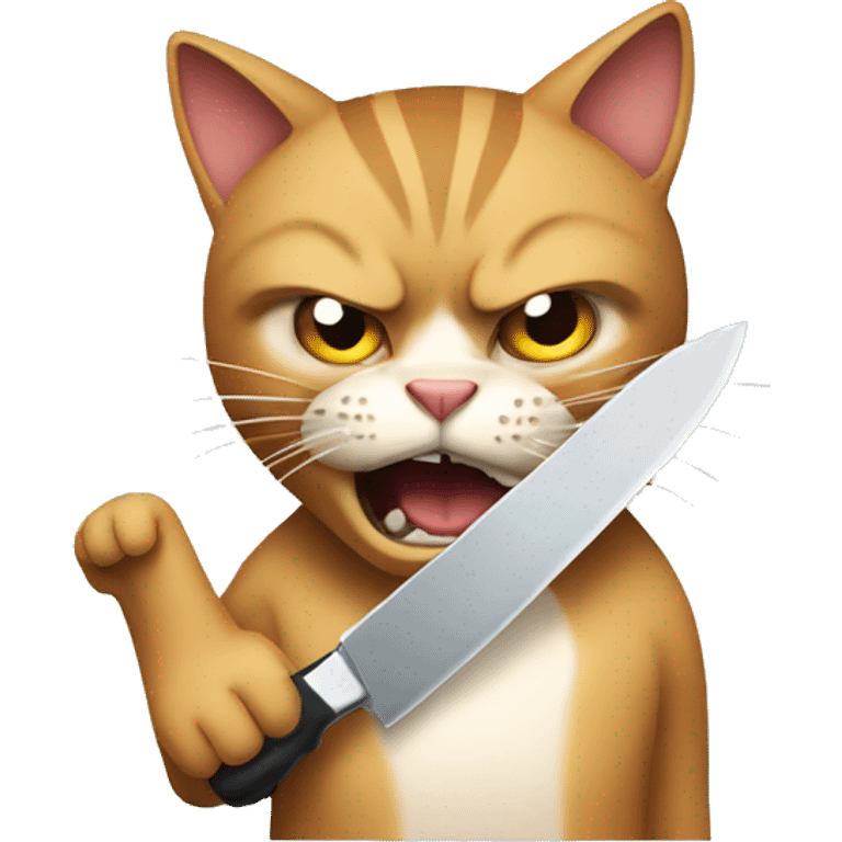 angry cat holding a knife emoji