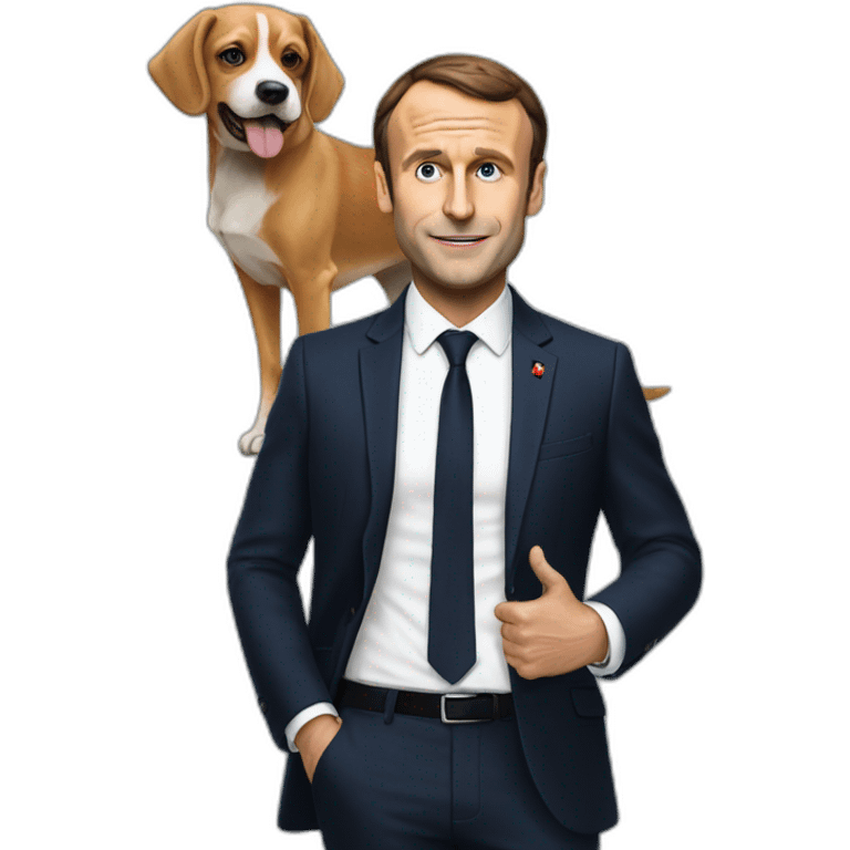 Macron sur un chien emoji