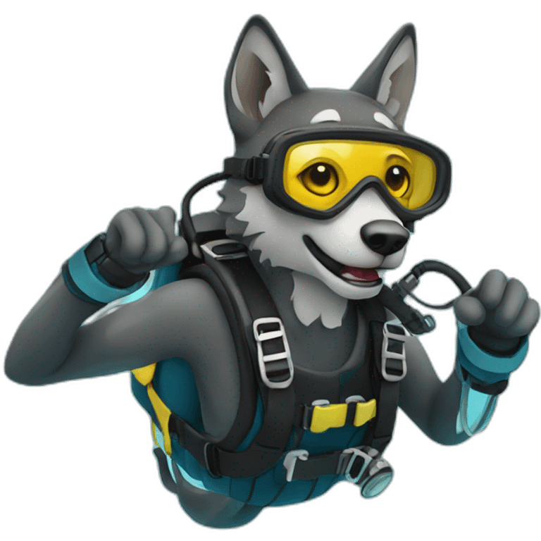 Wolf scuba diving emoji