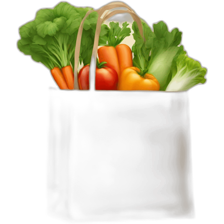 shopping bag with vegetables emoji