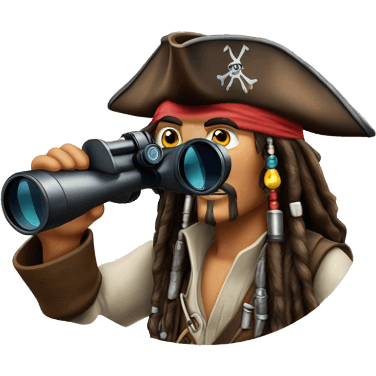 photorealistic jack sparrow looks binoculars emoji