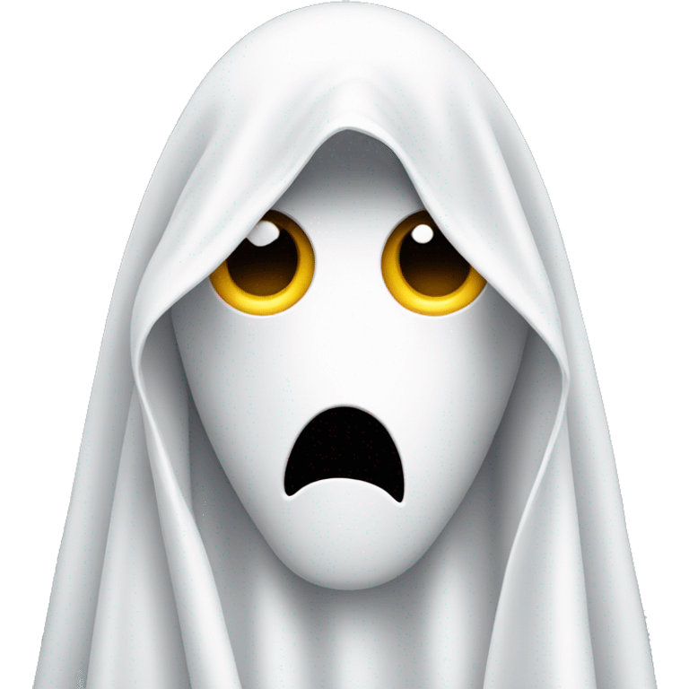 A man wearing a white sheet as a ghost costume, with holes cut out for eyes emoji