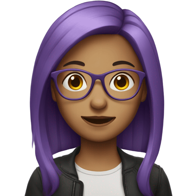 Girl with medium purple hair, glasses emoji