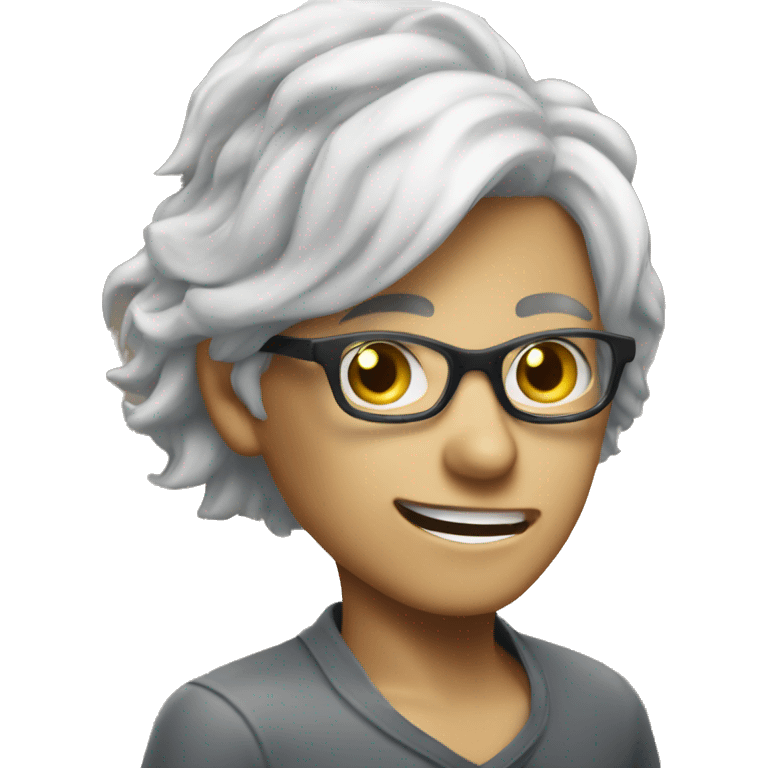 Blonde girl wearing glasses and grey hair white boy dancing  emoji