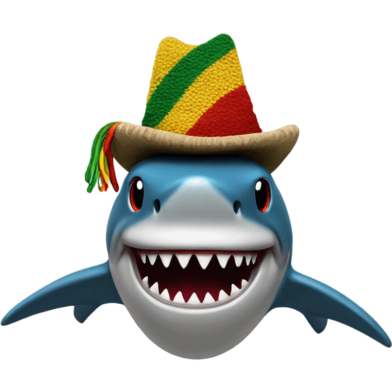  shark with dreadlocks and a rasta hat smoking weed emoji