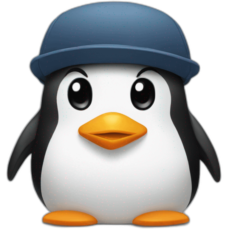 penguin emoji with a flat cap emoji