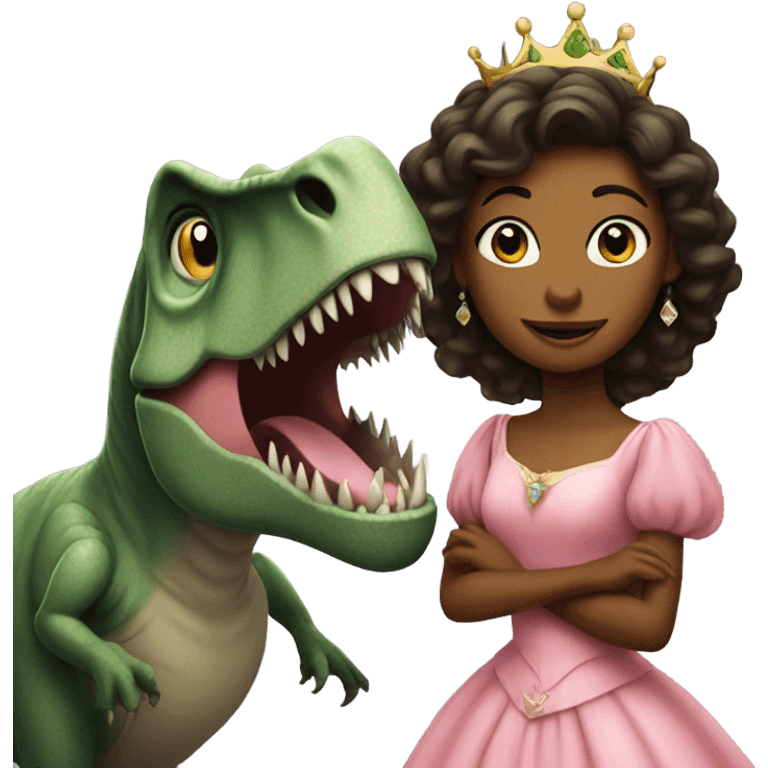 Princess with a T-Rex emoji