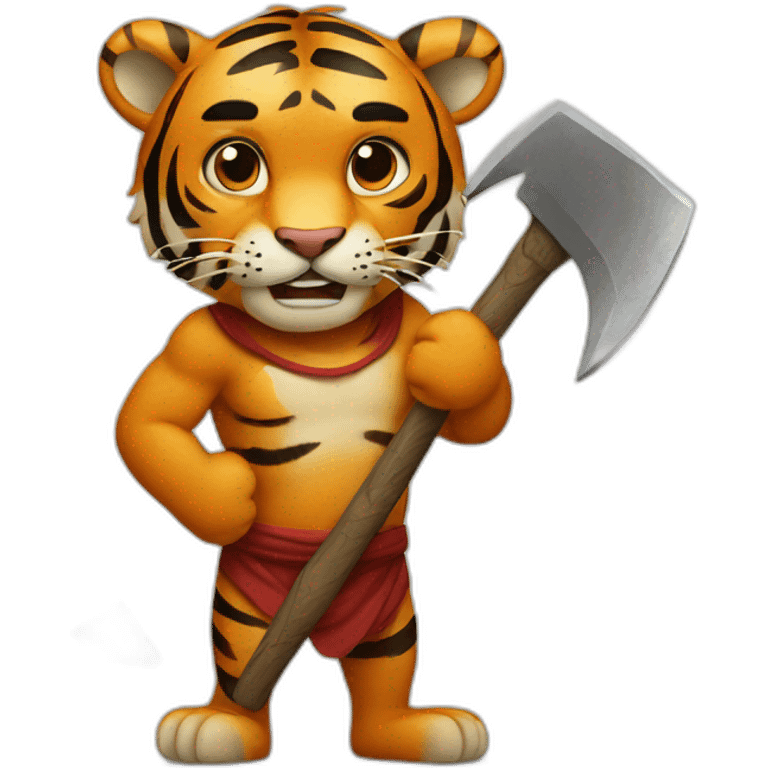 Tiger with a hand axe emoji