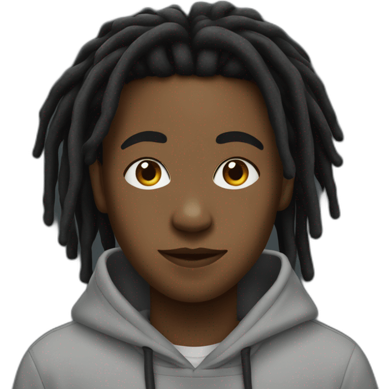 black teenager boy with black locs wearing a hoodie emoji