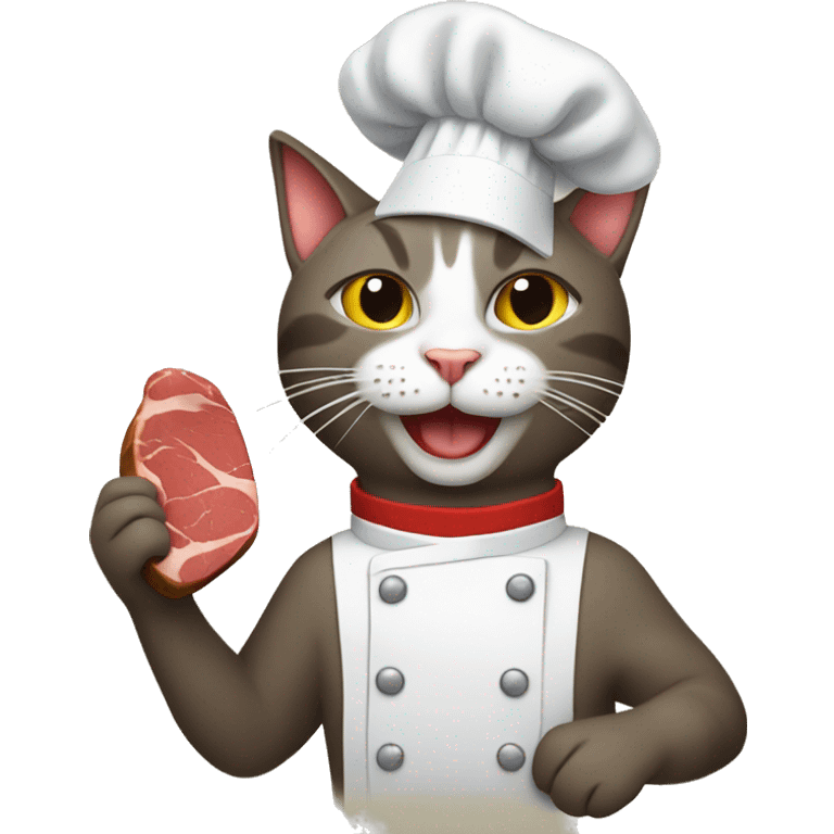 Cat cooking a steak emoji