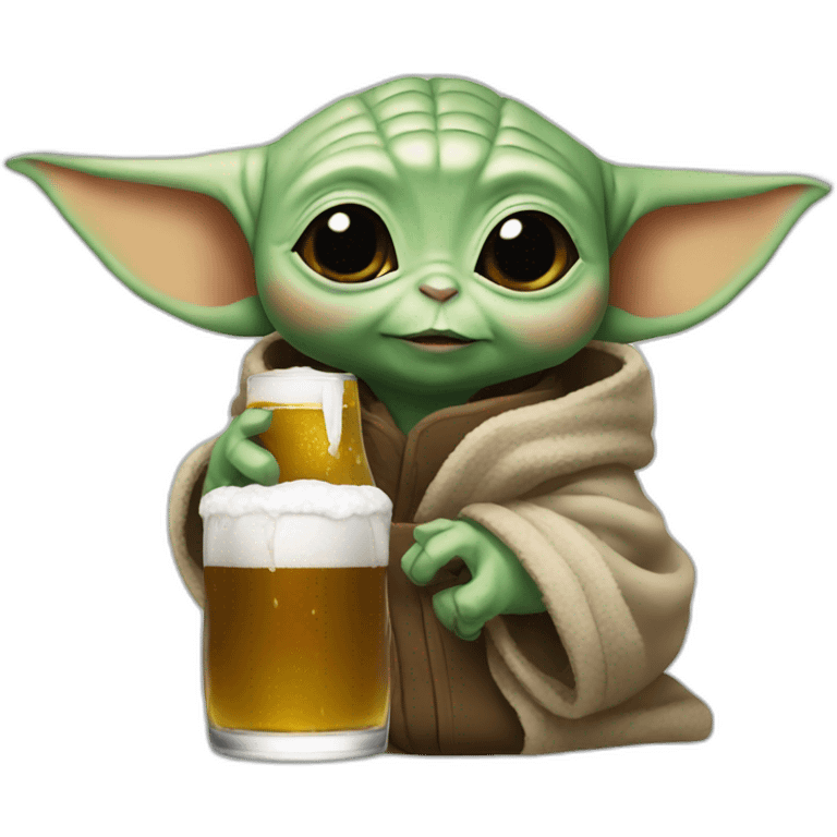 baby Yoda drinking a beer emoji