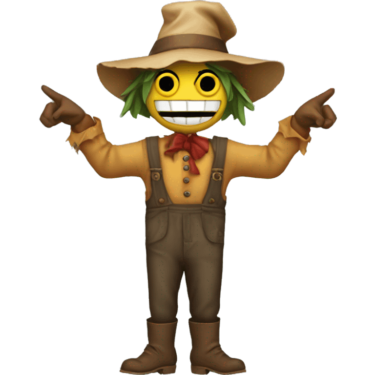 Scarecrow pointing fingers in different directions emoji