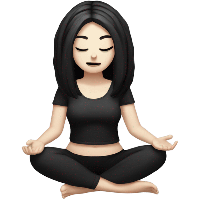 goth white girl and black hair meditating emoji