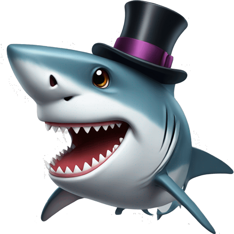 Shark with a top hat emoji