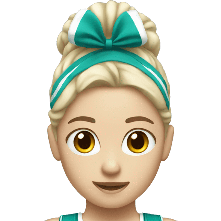 Teal and white cheerleader  emoji