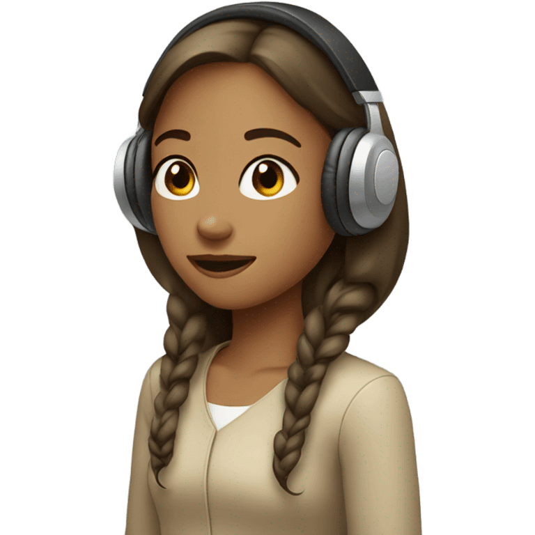 Girl wearing Beige headphone emoji