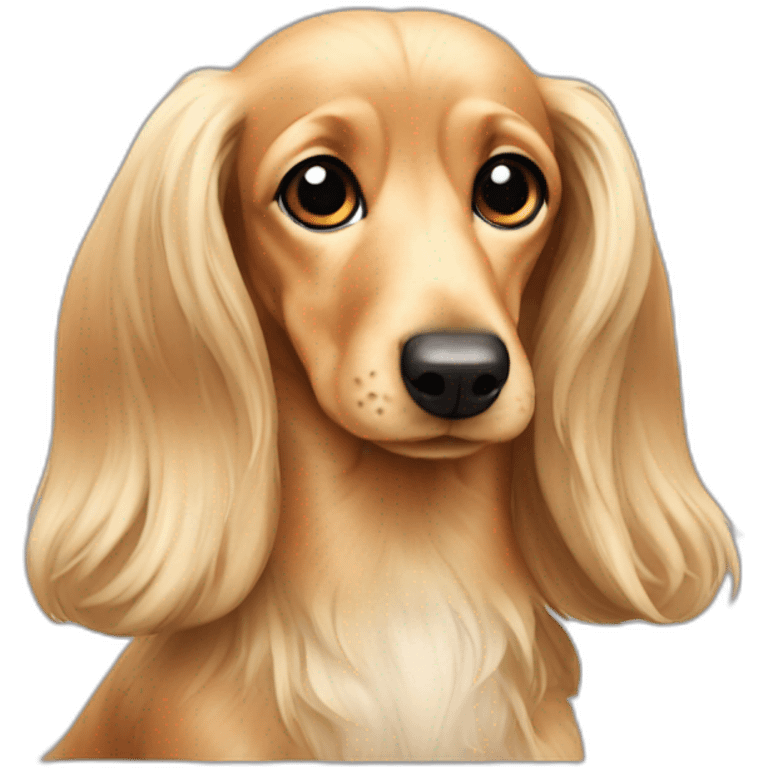 Long haired cream dachshund sad emoji