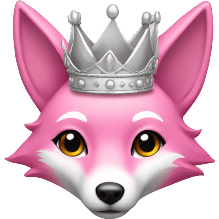 Pink fox with a silver crown emoji