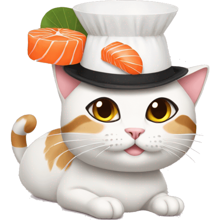 Cat wearing a sushi hat emoji