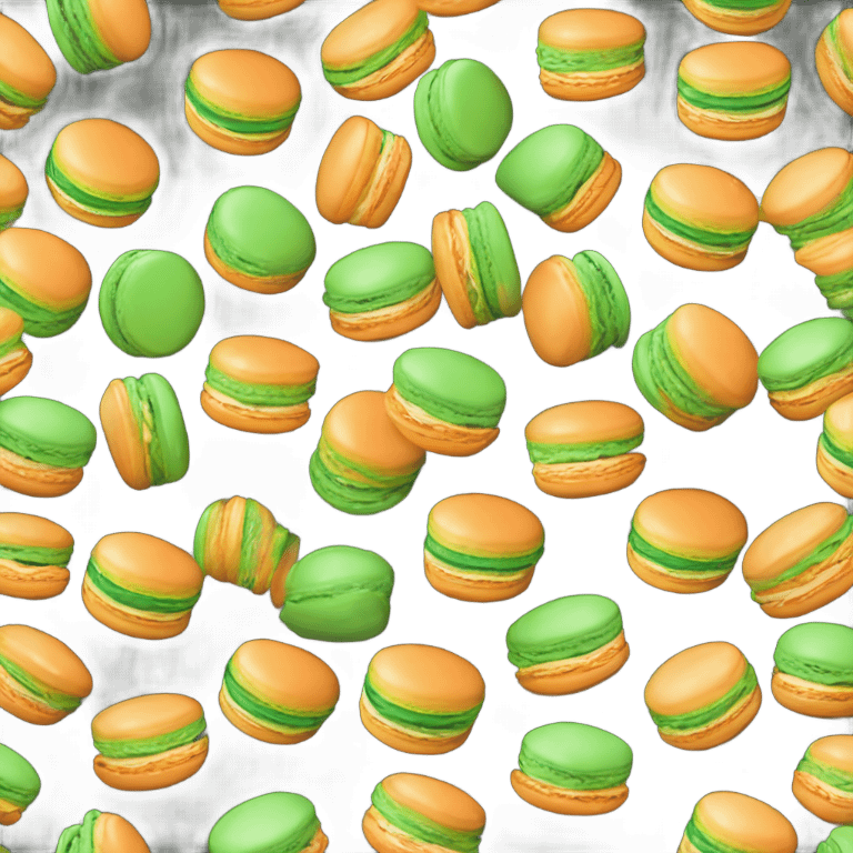 Single orange and green macaron emoji