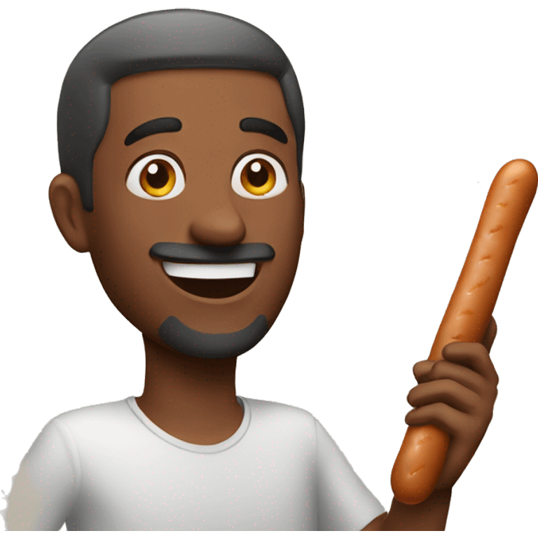 Man enjoying a sausage emoji