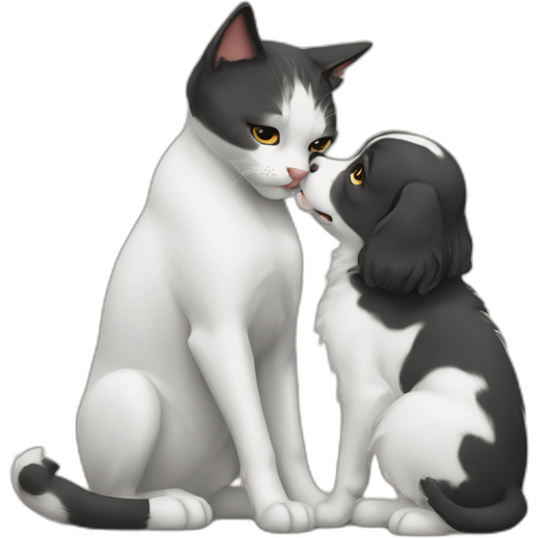 a cat kiss a dog emoji