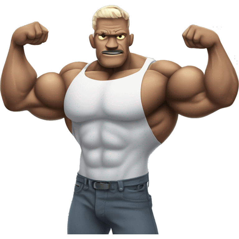 Flexing cyborg bicep and forearm with circuits and shocks emoji