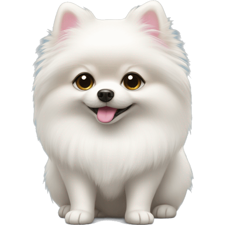 white Pomeranian with pink tail  emoji