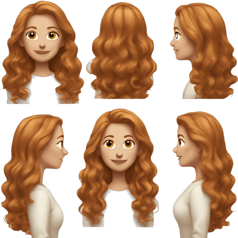 Ginger balayage long hair white woman beige sweater emoji