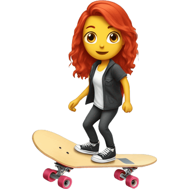 A red hair girl do skateboarding  emoji