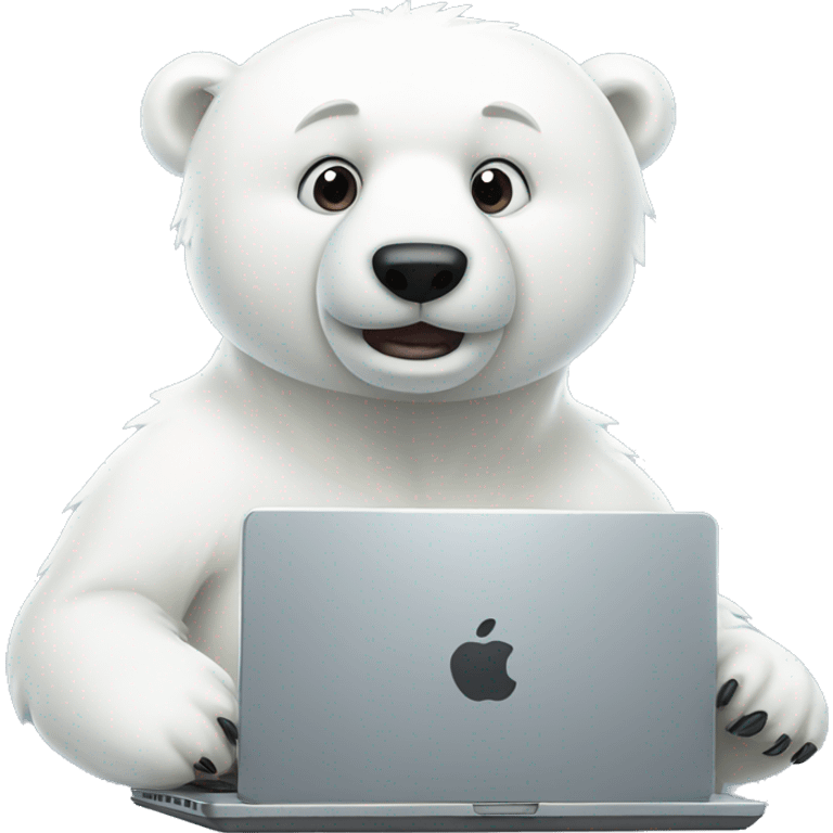 Polar bear using laptop emoji