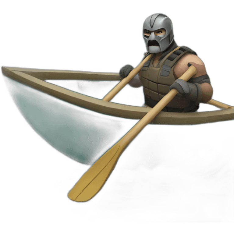 Bane in a canoe on a river emoji