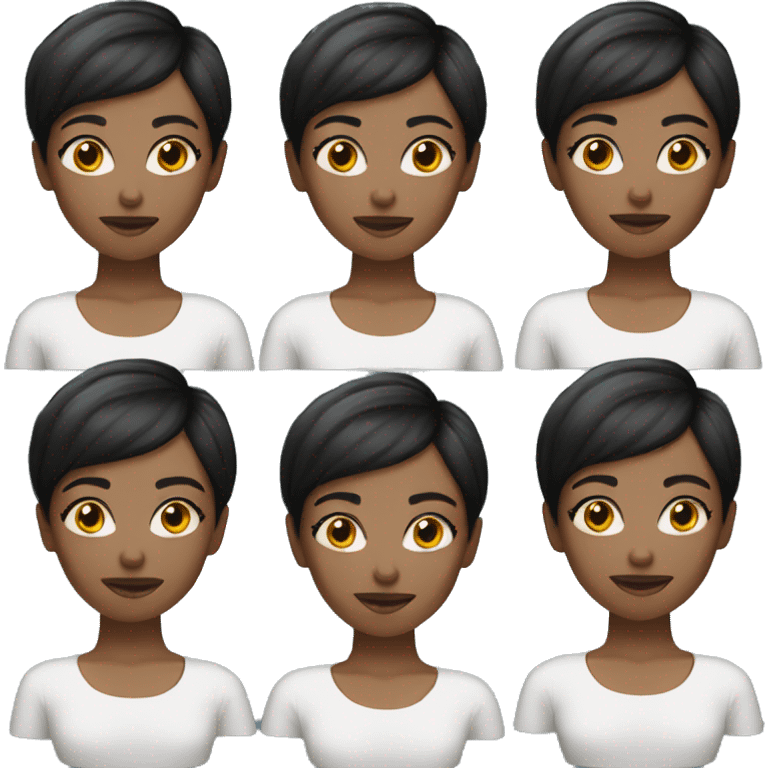 woman black pixie cut very white skin emoji