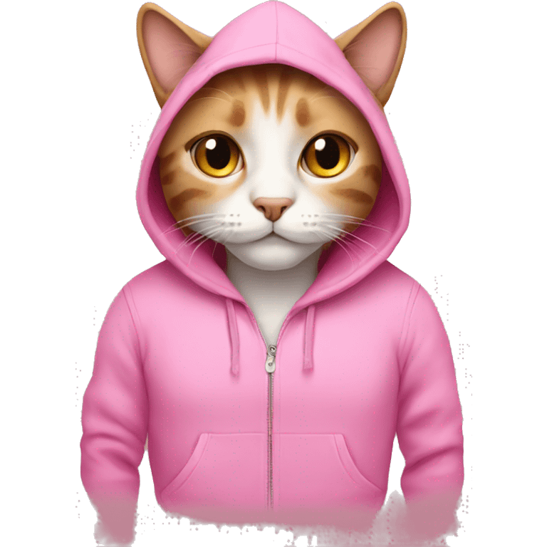 Cat wearing pink hoodie emoji