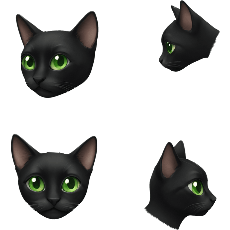 Green eyed black cat emoji