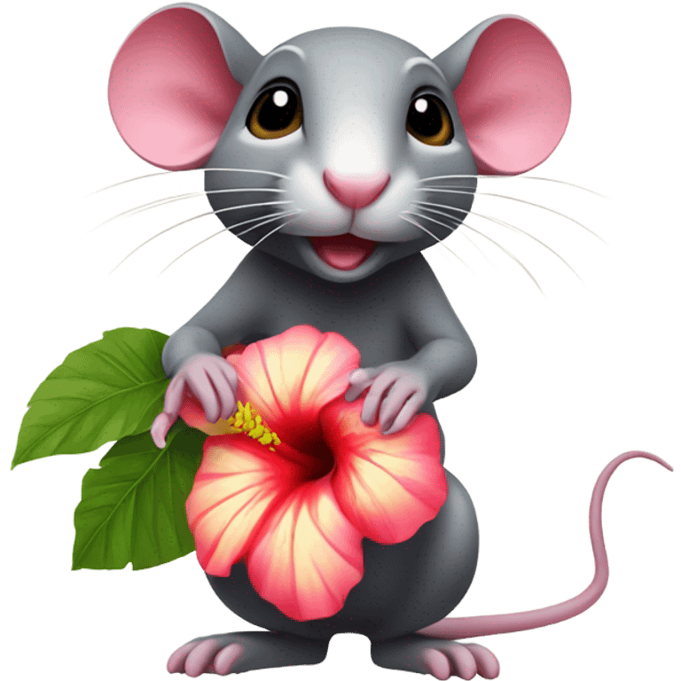 Rat With hibiscus flower emoji