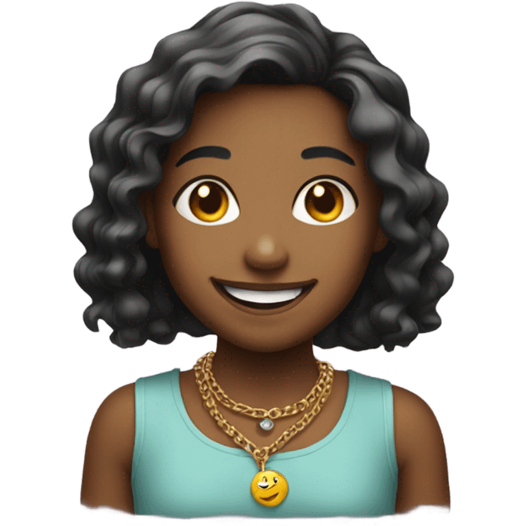 smiling girl with necklace emoji