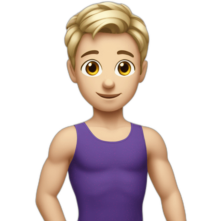 sporty European boy in gymnast leotard emoji