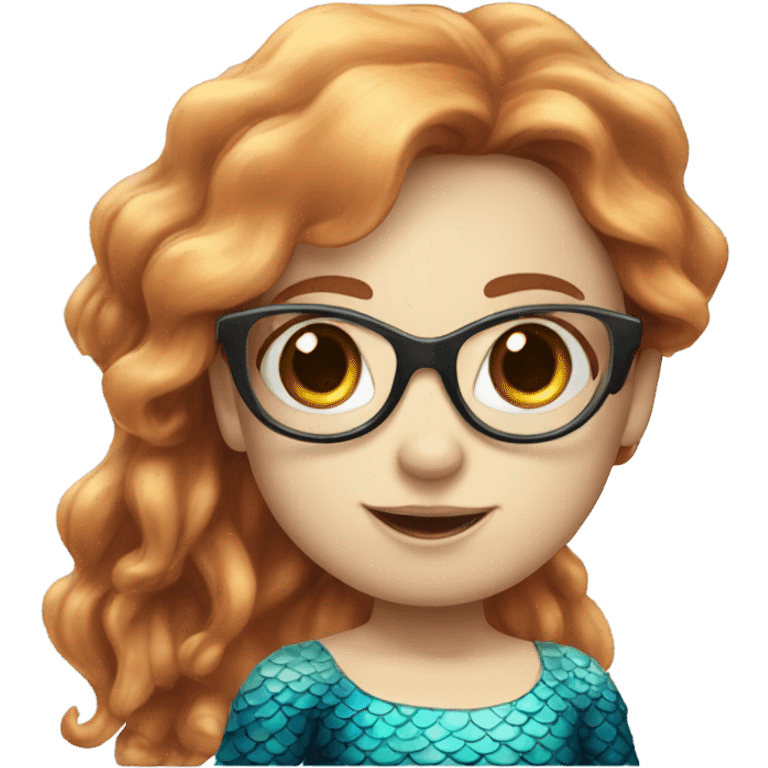 little cute mermaid with blue eyes and spectacles emoji