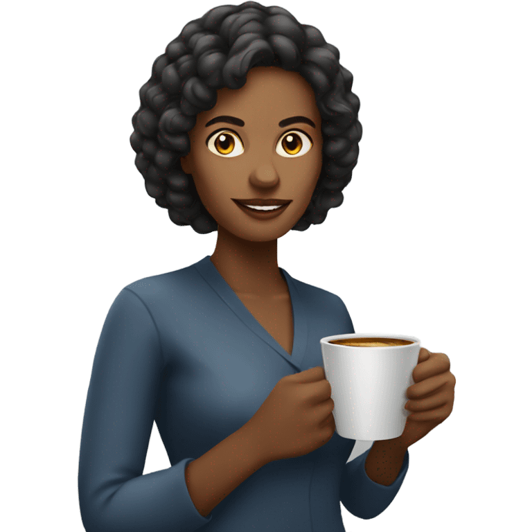 brazilian woman with coffee in her hand emoji