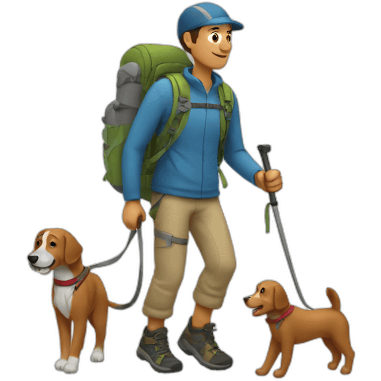 man hiking with dog emoji