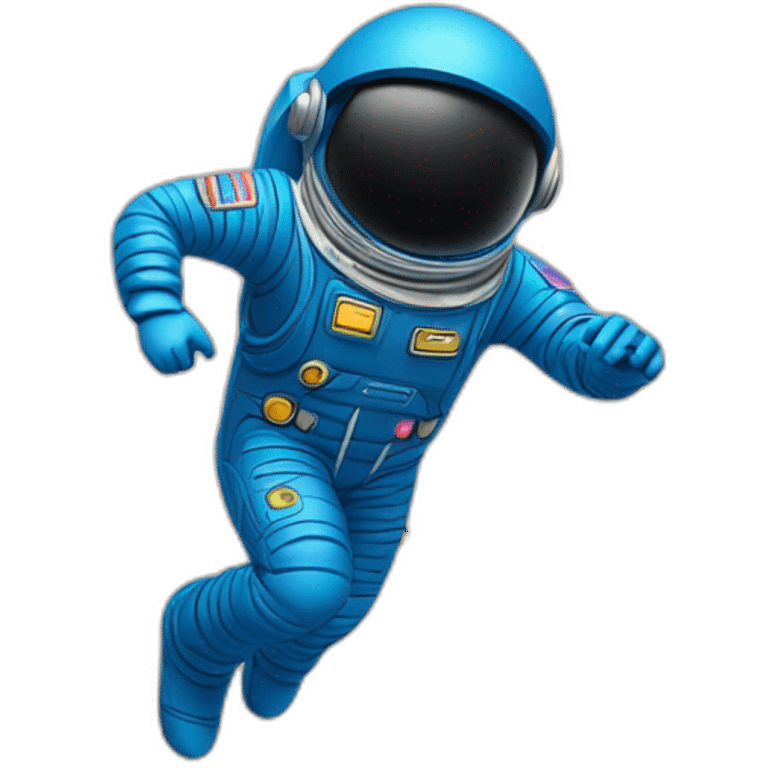 blue spaceman in a blue suit flying straight up into space emoji