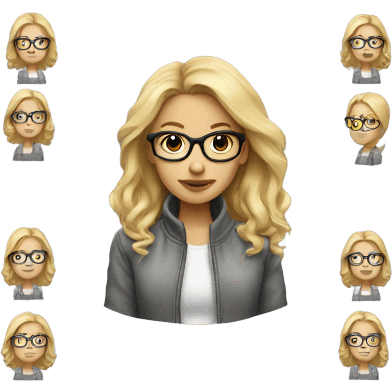 Blonde girl with glasses, and grey bomber jacket emoji