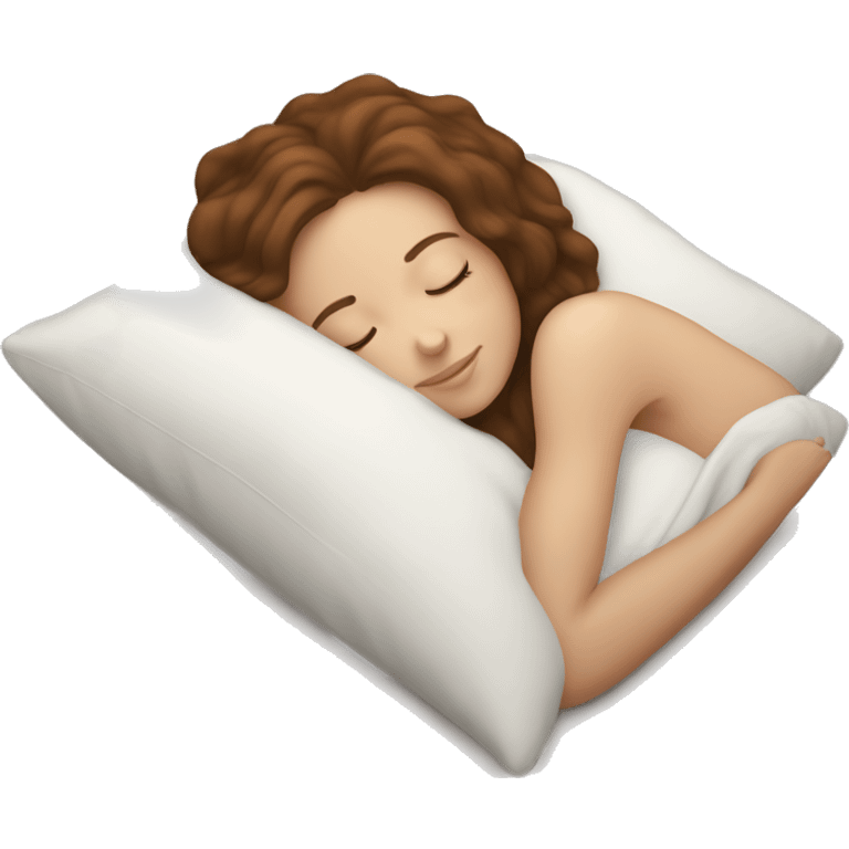 White Girl with Brown hair sleeping on a pillow emoji