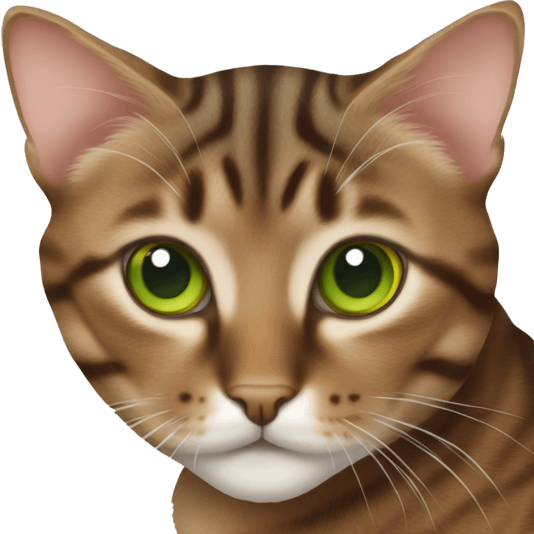 Brown tabby cat green eyes emoji