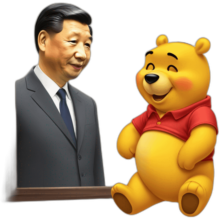 xi jinping looking into a mirror reflection of winnie the pooh emoji