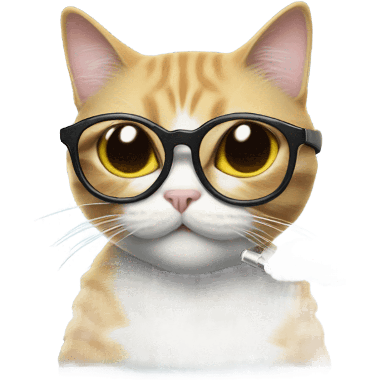 Cat hitting ghost with a vape and cool glasses on emoji