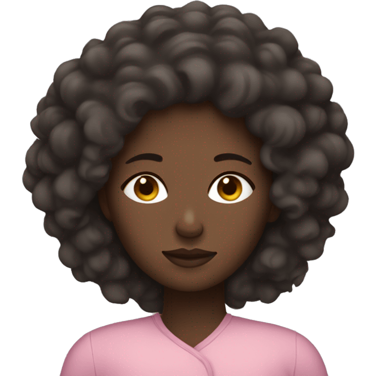 Woman sleeping with curly dark brown hair and dark skin emoji