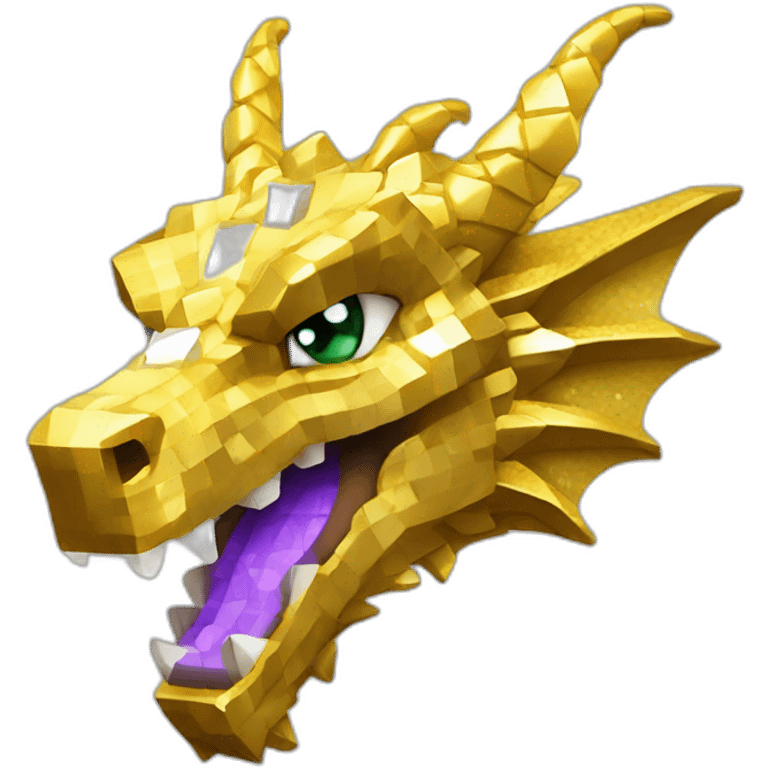 Minecraft Glitter Gold Dragon Head With Diamond Horn emoji